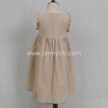 summer fashion casual solid linen dress for girls